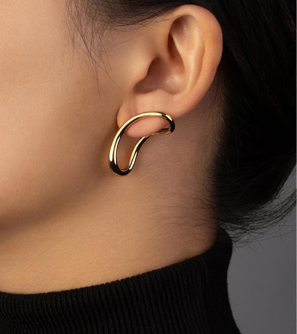 Les Basiles BOUCLES D'OREILLES ASHLEY En Laiton Plaqué Or 18 Carats