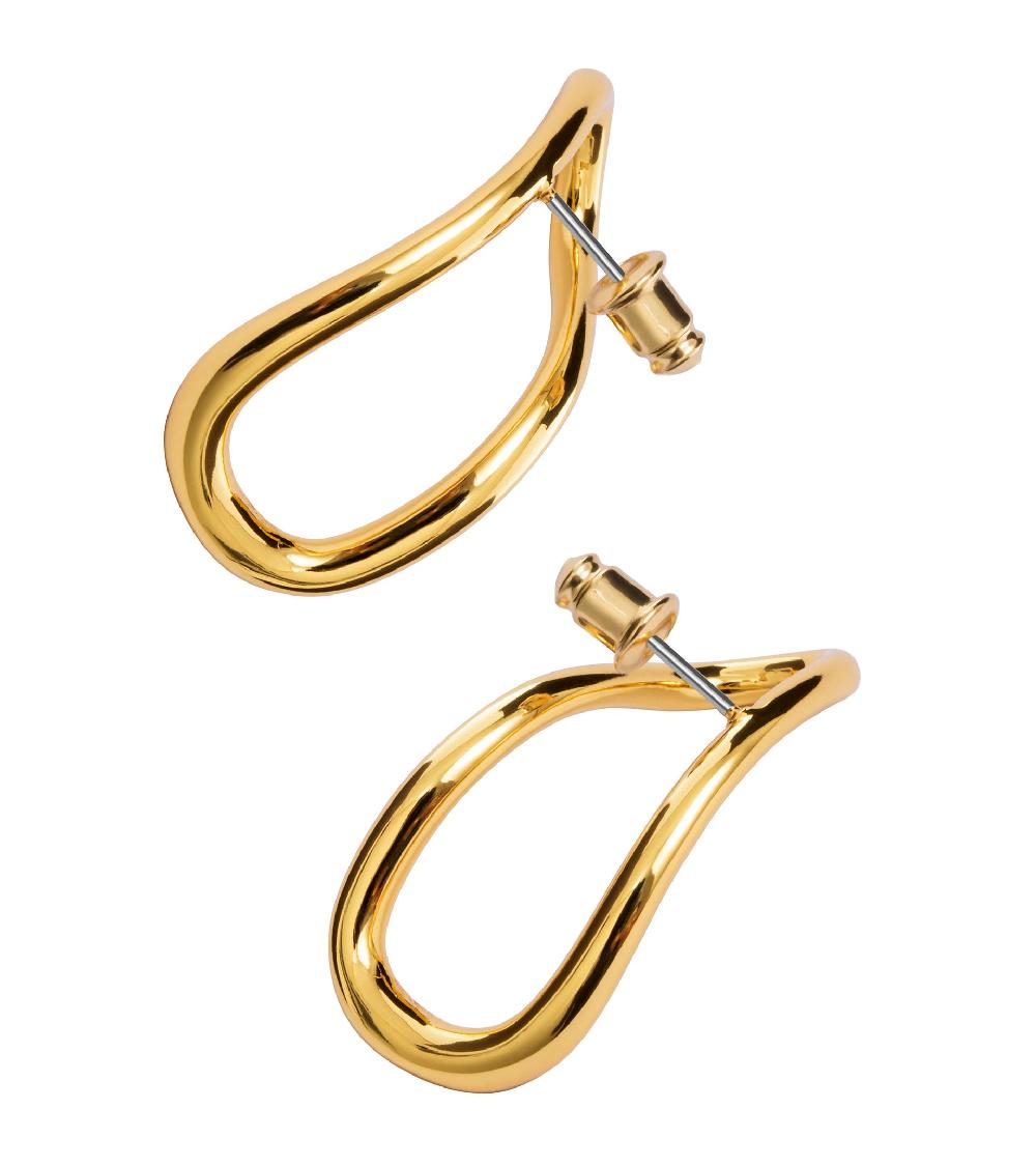 Les Basiles BOUCLES D'OREILLES ASHLEY En Laiton Plaqué Or 18 Carats