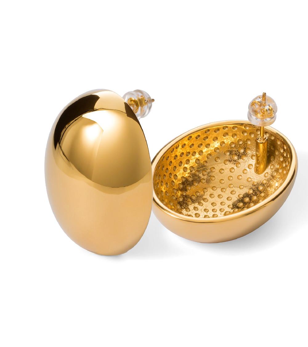 Les Basiles BOUCLES D'OREILLES BERTHA En Acier 316L Plaqué Or 18 Carats