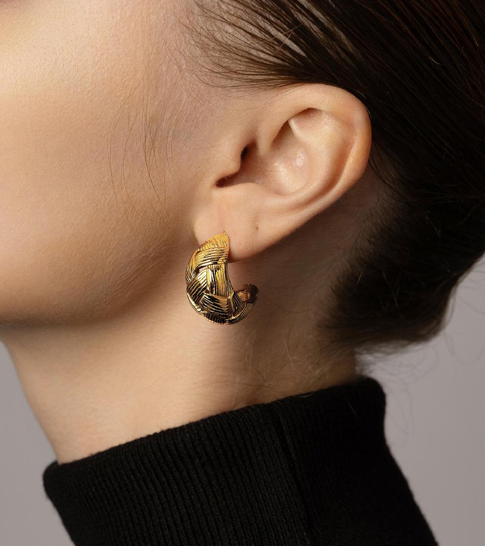 Les Basiles BOUCLES D'OREILLES BULB 4 En Acier 316L Plaqué Or 18 Carats