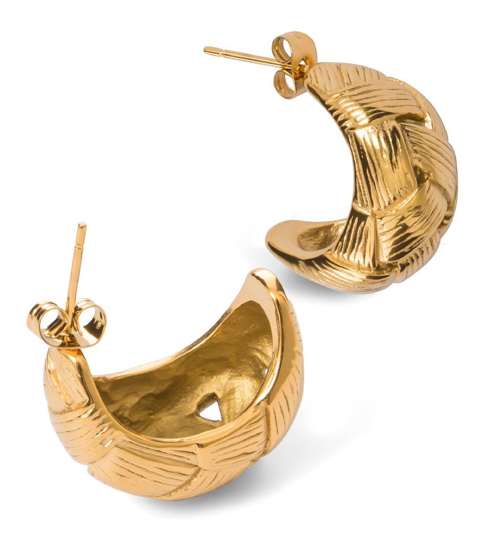 Les Basiles BOUCLES D'OREILLES BULB 4 En Acier 316L Plaqué Or 18 Carats