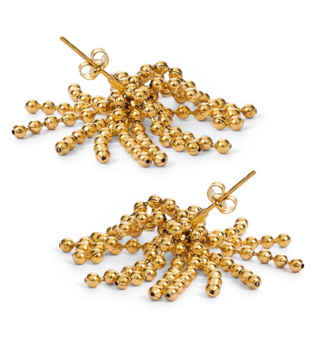 Les Basiles BOUCLES D'OREILLES CLAUDIA En Acier 316L Plaqué Or 18 Carats