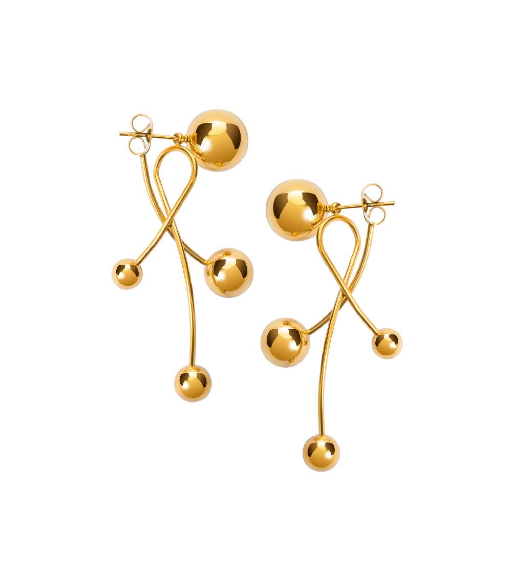 Les Basiles BOUCLES D'OREILLES CORA En Laiton Plaqué Or 18 Carats