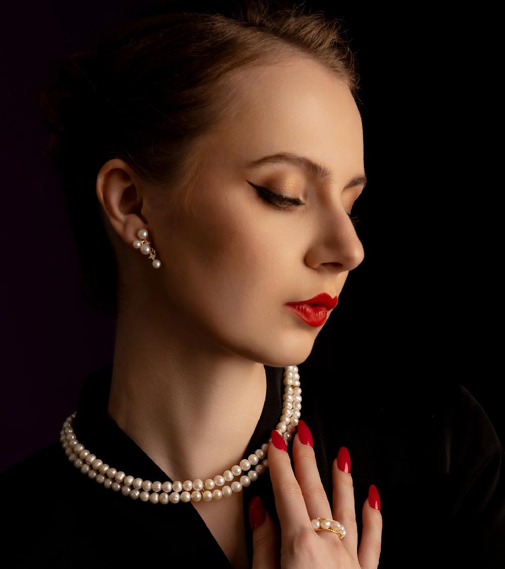 Les Basiles BOUCLES D'OREILLES DIDON En Perles D'Akoya Montées Sur Argent Sterling 925 Plaqué Or 18 Carats