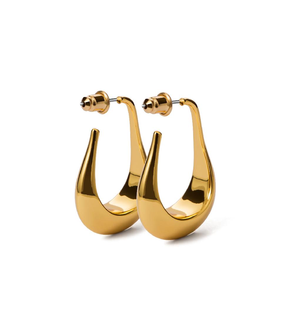 Les Basiles BOUCLES D'OREILLES EDWIGE En Laiton Plaqué Or 18 Carats