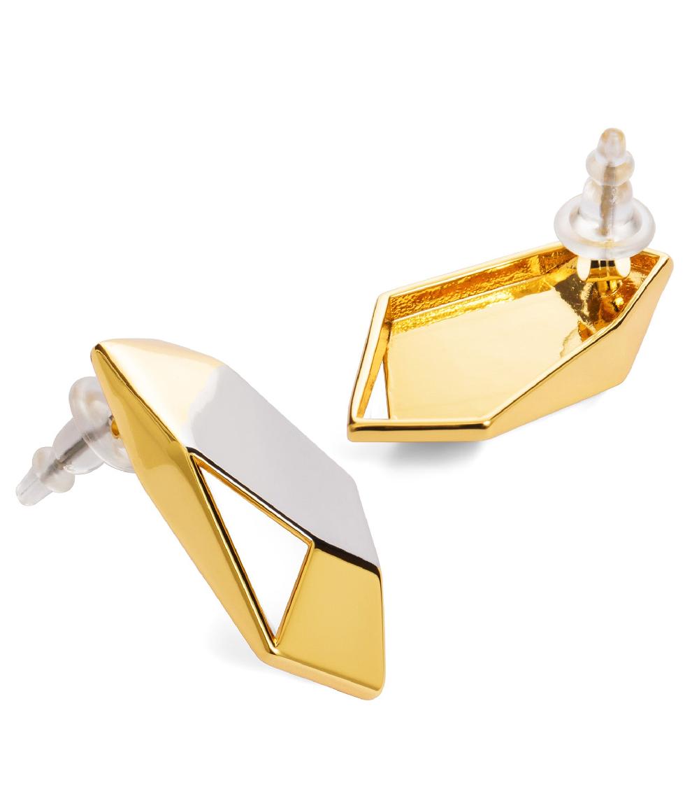 Les Basiles BOUCLES D'OREILLES ELECTRA En Laiton Plaqué Or 18 Carats