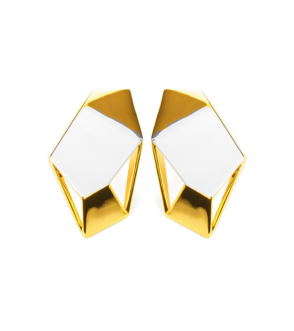 les basiles BOUCLES D'OREILLES ELECTRA En laiton plaqué or 18 carats