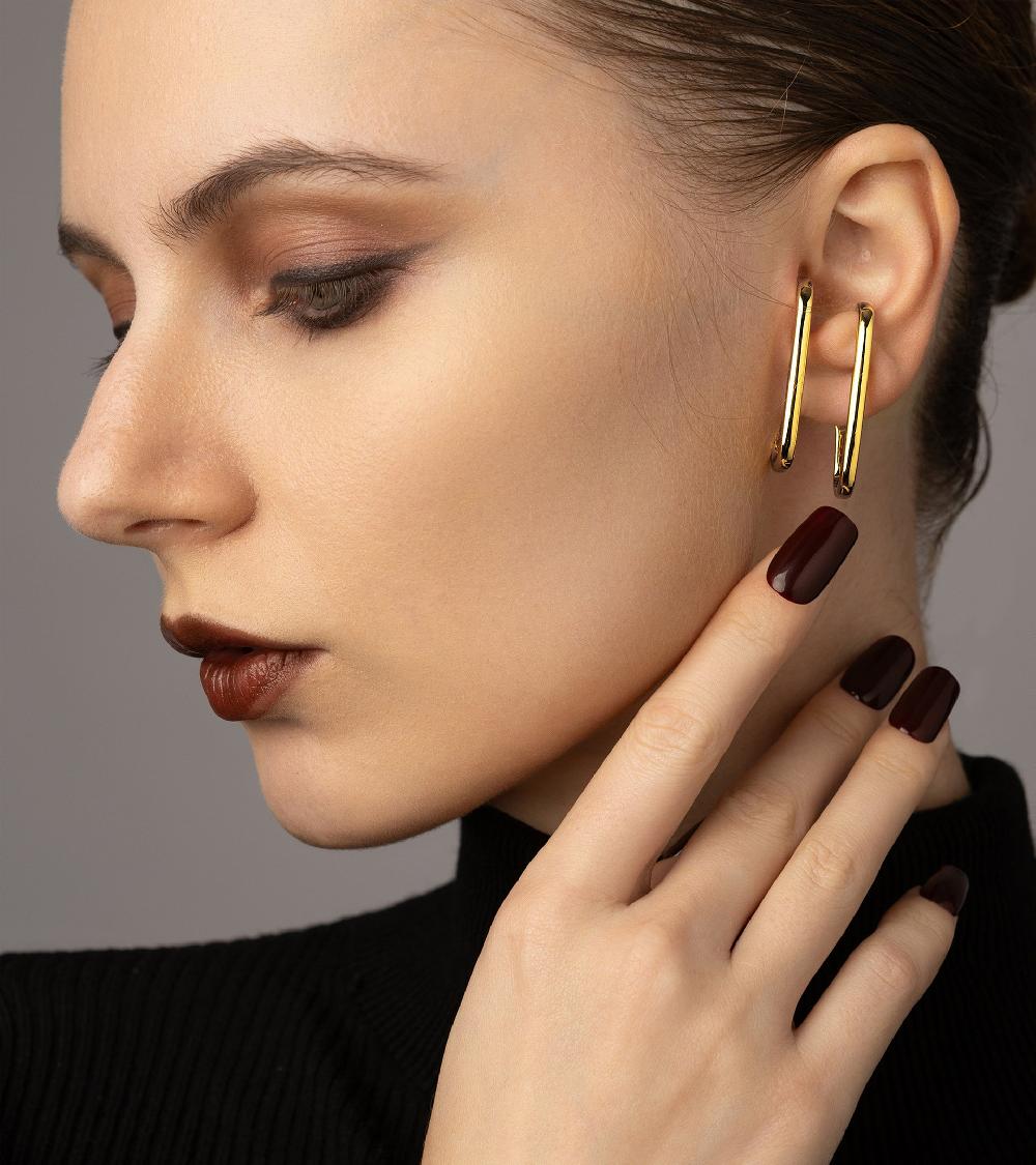 Les Basiles BOUCLES D'OREILLES HELENA En Laiton Plaqué Or 18 Carats