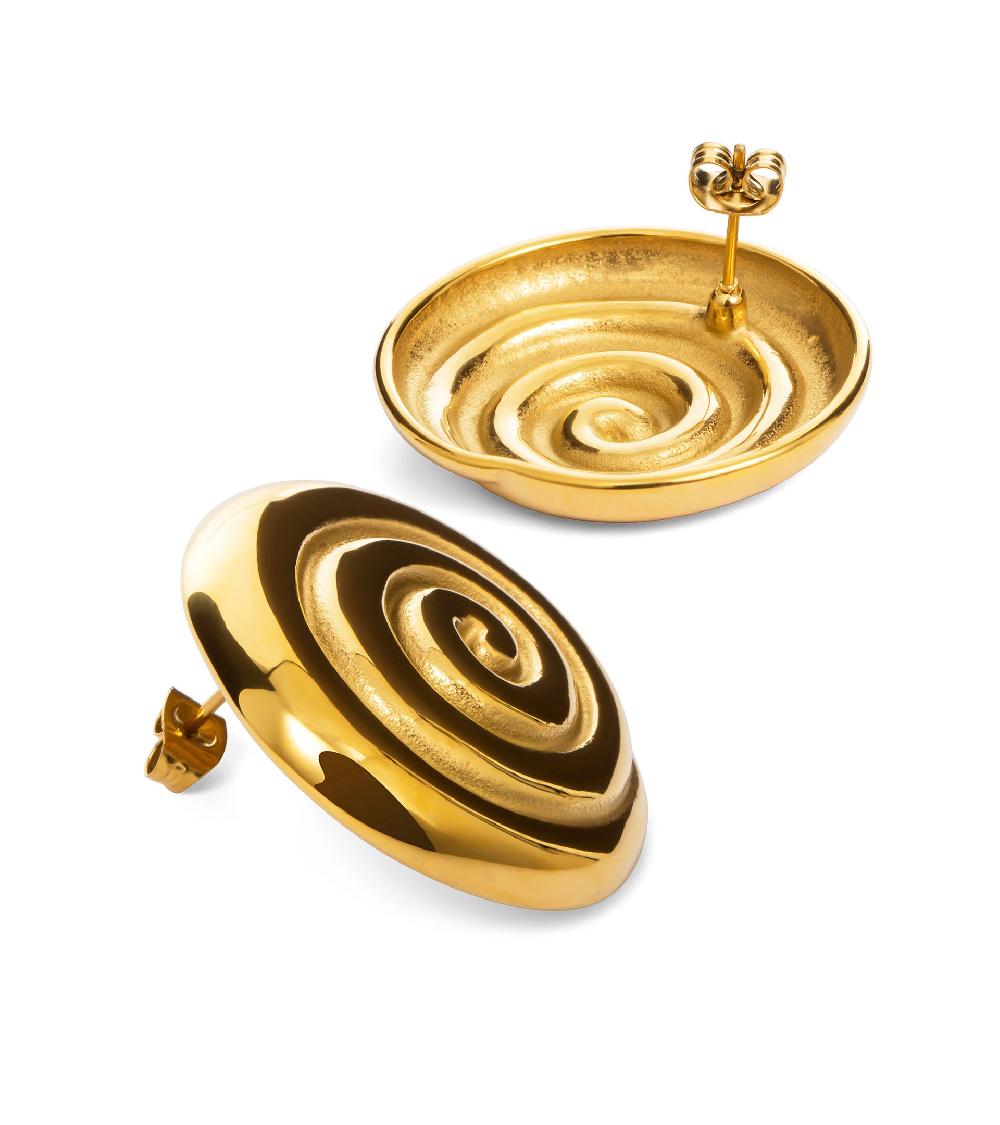 Les Basiles BOUCLES D'OREILLES HESTIA En Acier 316L Plaqué Or 18 Carats