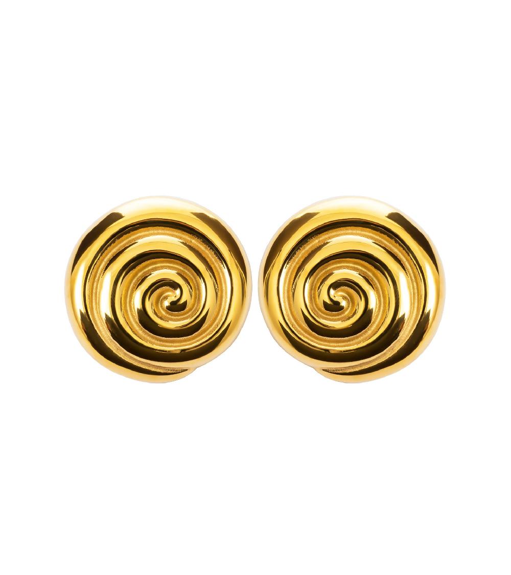 les basiles BOUCLES D'OREILLES HESTIA En acier 316L plaqué or 18 carats