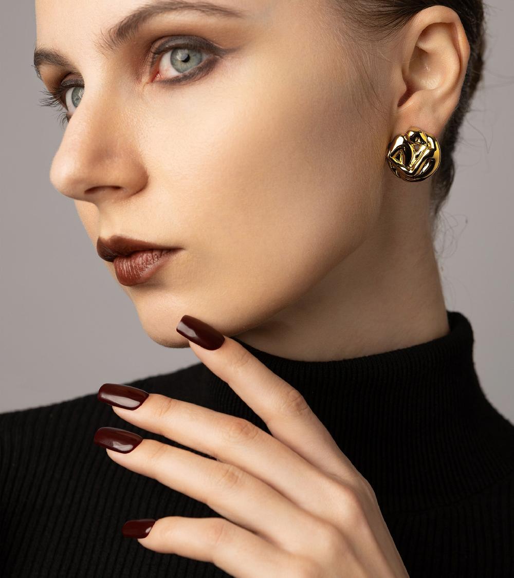 Les Basiles BOUCLES D'OREILLES JOVANCA En Laiton Plaqué Or 18 Carats