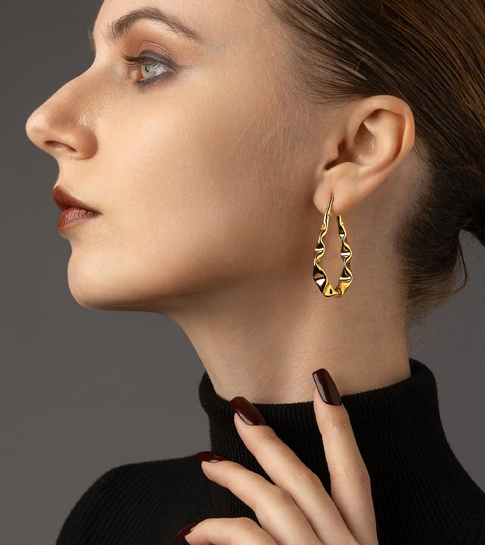 Les Basiles BOUCLES D'OREILLES KIKI En Laiton Plaqué Or 18 Carats