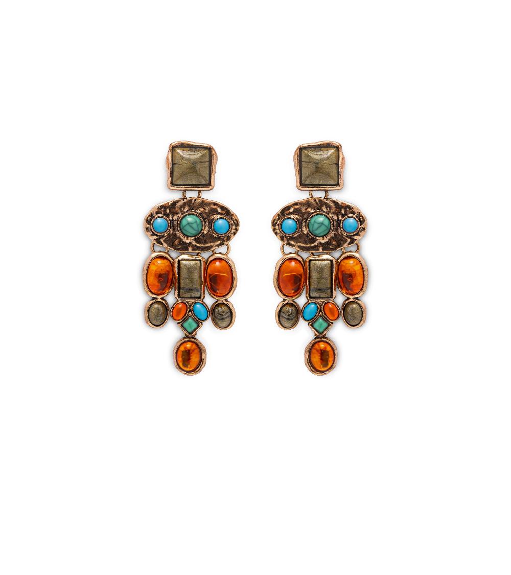 les basiles BOUCLES D'OREILLES MAFALDA En perles de résine colorées montées sur laiton martelé