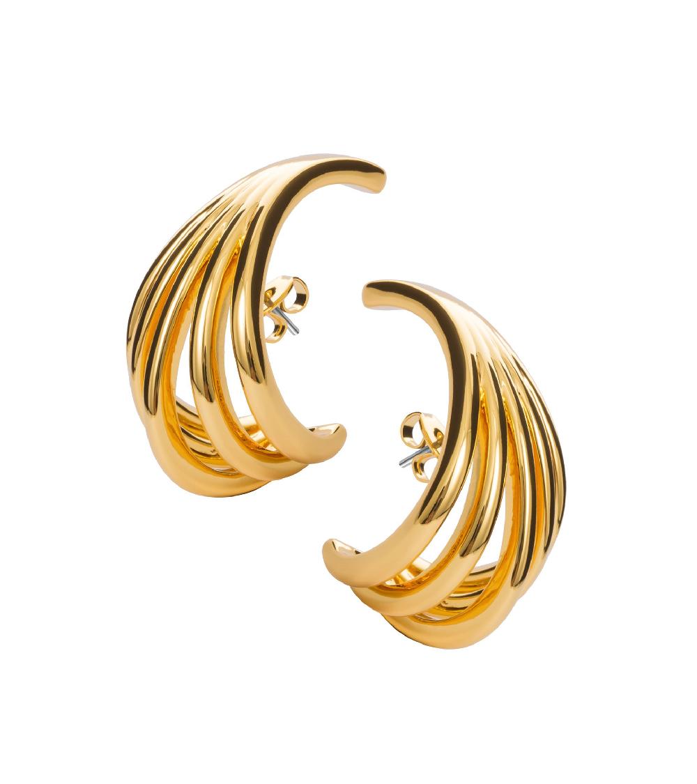 Les Basiles BOUCLES D'OREILLES MANUELA En Laiton Plaqué Or 18 Carats