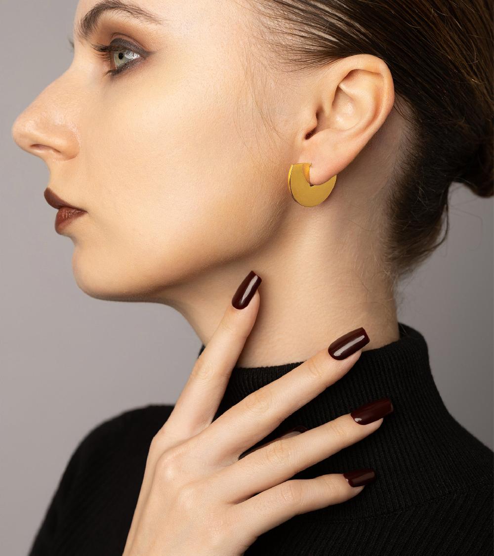 Les Basiles BOUCLES D'OREILLES MIKA En Acier 316 L Plaqué Or 18 Carats