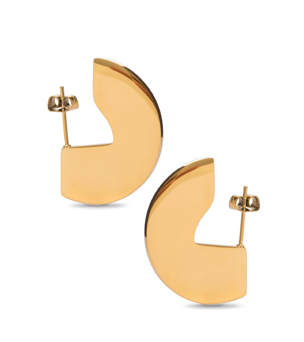 Les Basiles BOUCLES D'OREILLES MIKA En Acier 316 L Plaqué Or 18 Carats