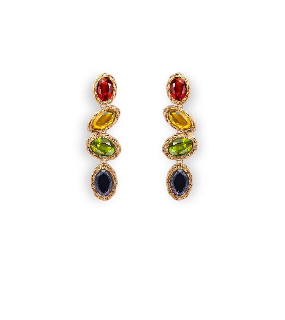 les basiles BOUCLES D'OREILLES NADJA En pierres colorées montées sur laiton plaqué or 18 carats