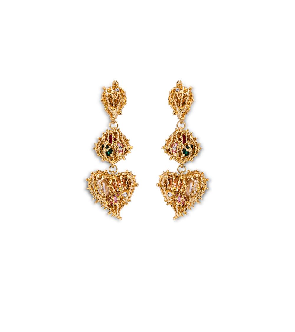 les basiles BOUCLES D'OREILLES NIKITA En laiton plaqué or 18 carats
