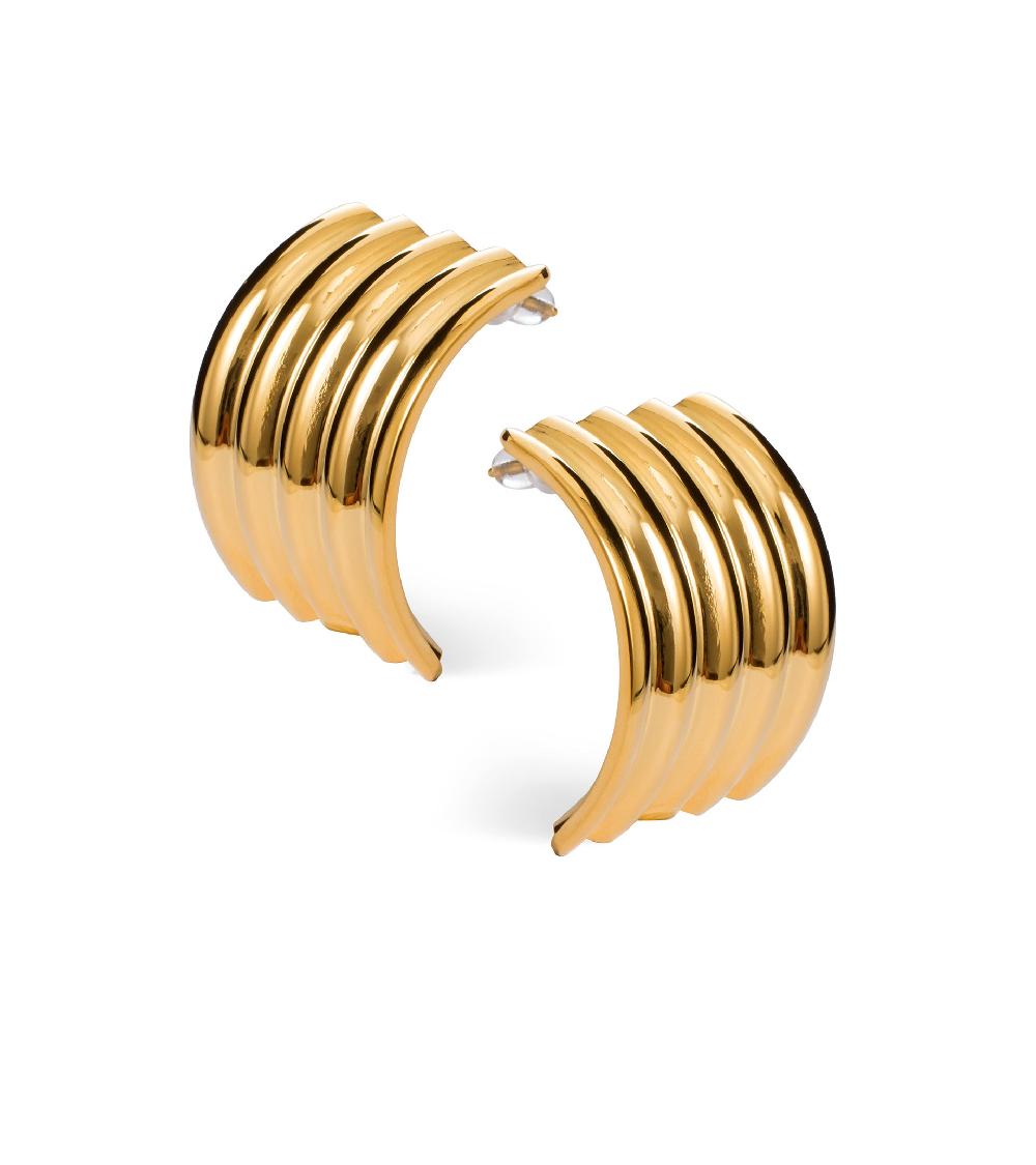 les basiles BOUCLES D'OREILLES THEMIS En acier 316L plaqué or 18 carats