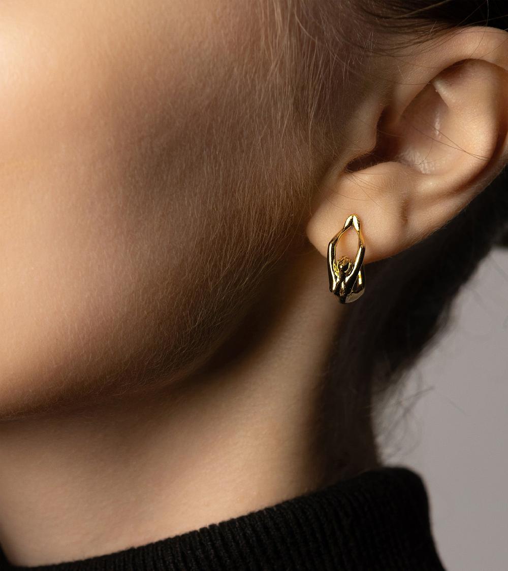 Les Basiles BOUCLES D'OREILLES VANINA En Laiton Plaqué Or 18 Carats