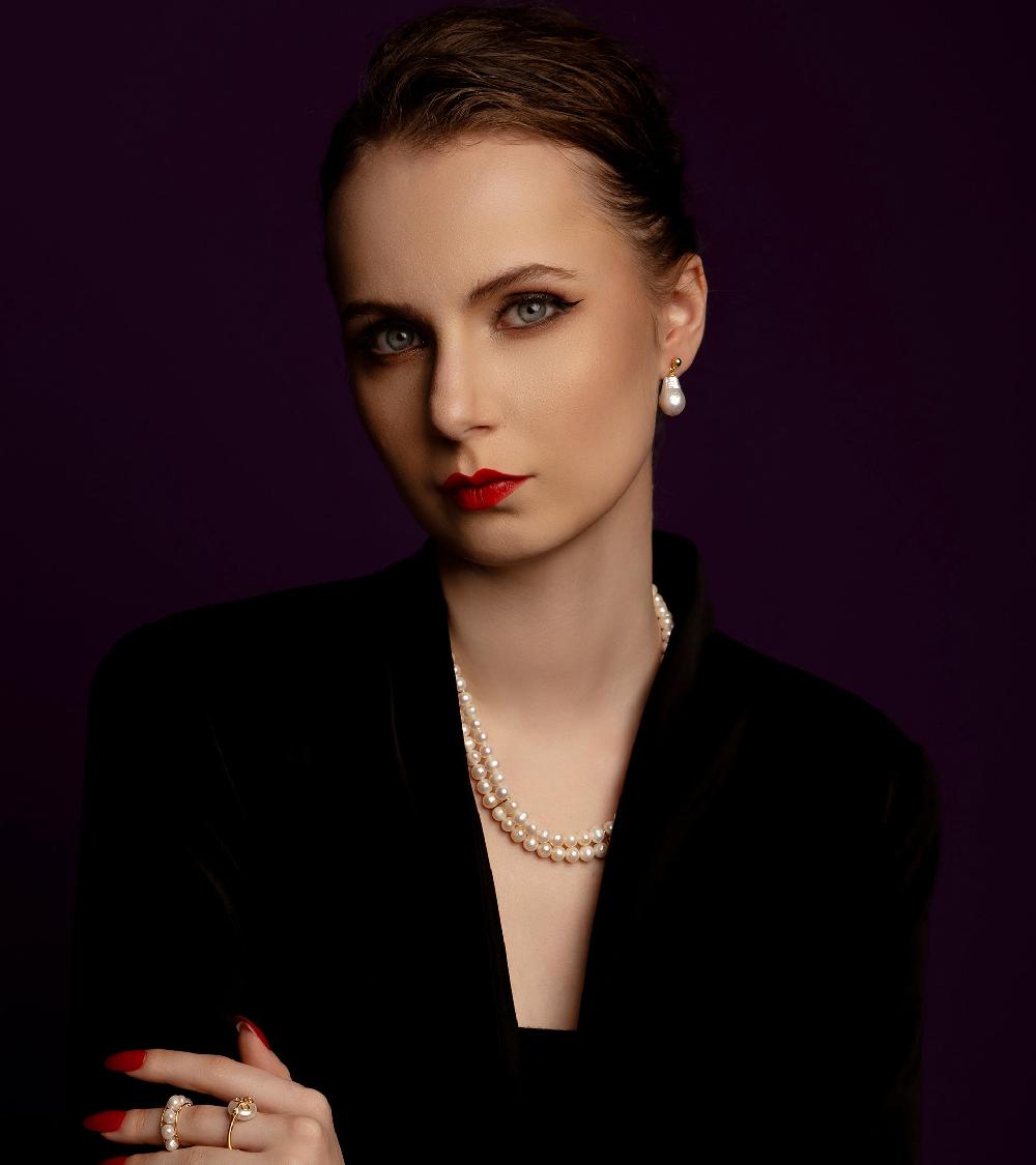 Les Basiles BOUCLES D'OREILLES VICTOIRE En Perles D'Akoya Montées Sur Argent Sterling 925 Plaqué Or 18 Carats