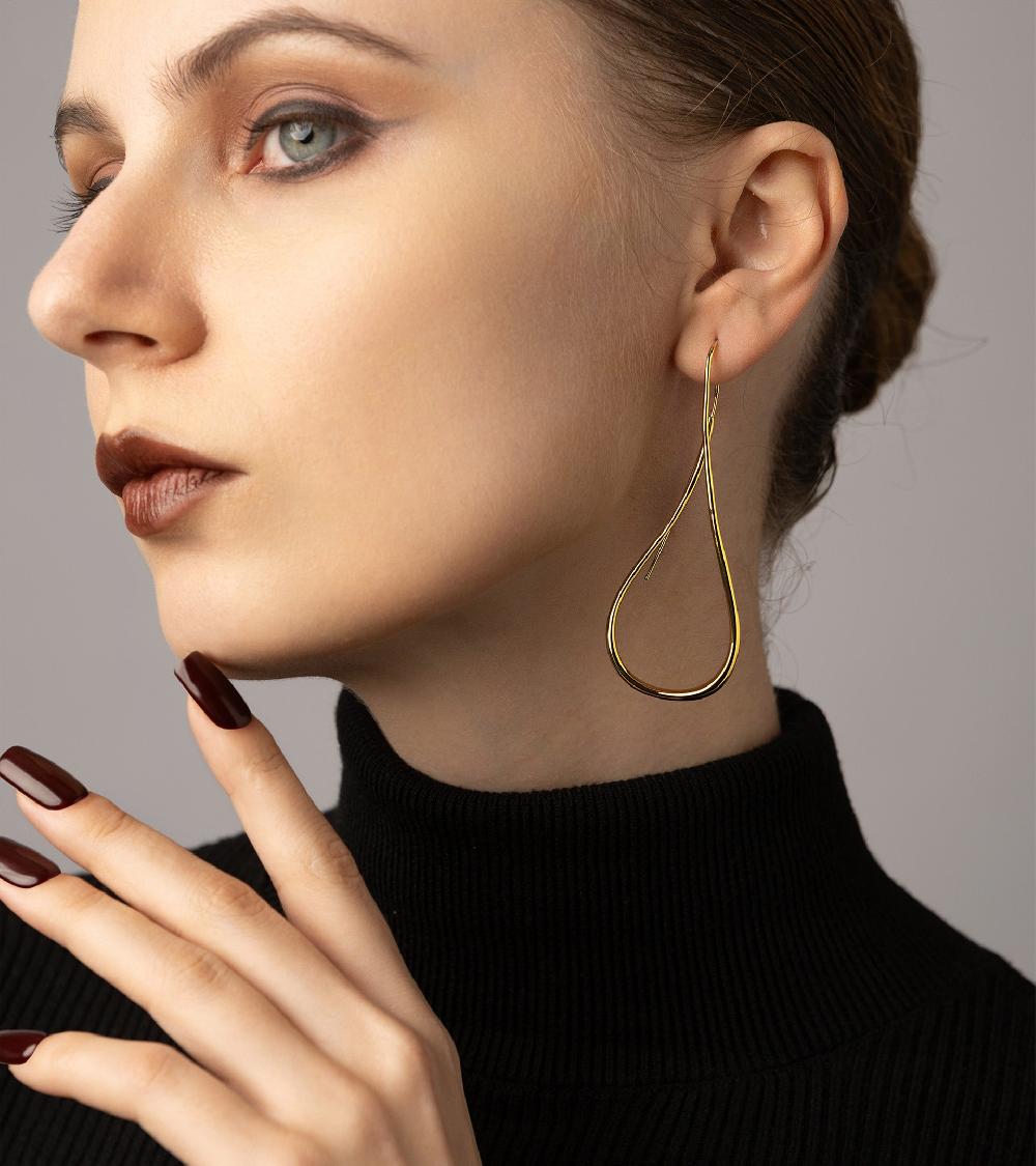 Les Basiles BOUCLES D'OREILLES VIVIANNE En Laiton Plaqué Or 18 Carats