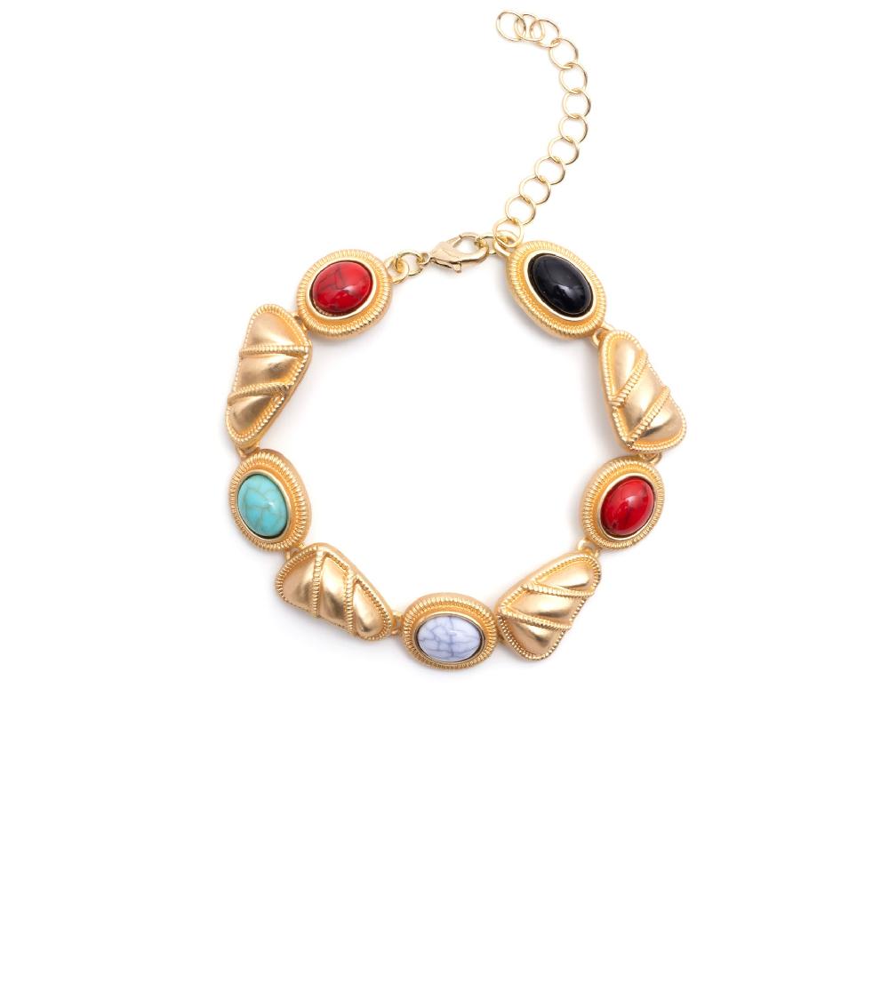 les basiles BRACELET ARIEL En perles colorées montées sur laiton plaqué or 18 carats