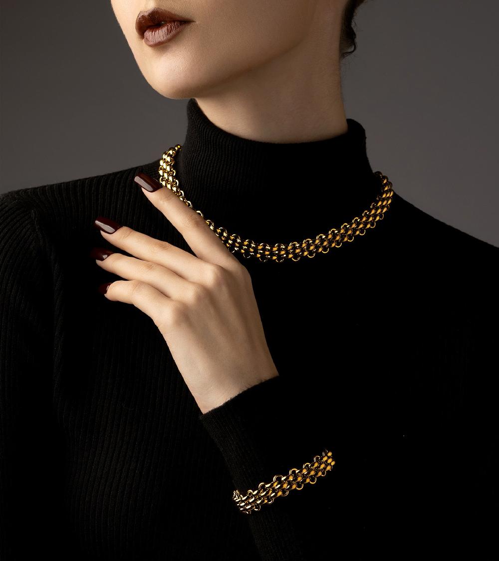 Les Basiles BRACELET CASSANDRA En Acier 316L Plaqué Or 18 Carats