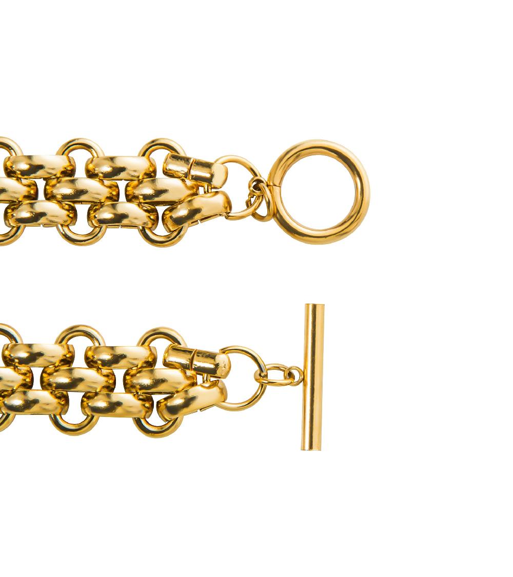 Les Basiles BRACELET CASSANDRA En Acier 316L Plaqué Or 18 Carats