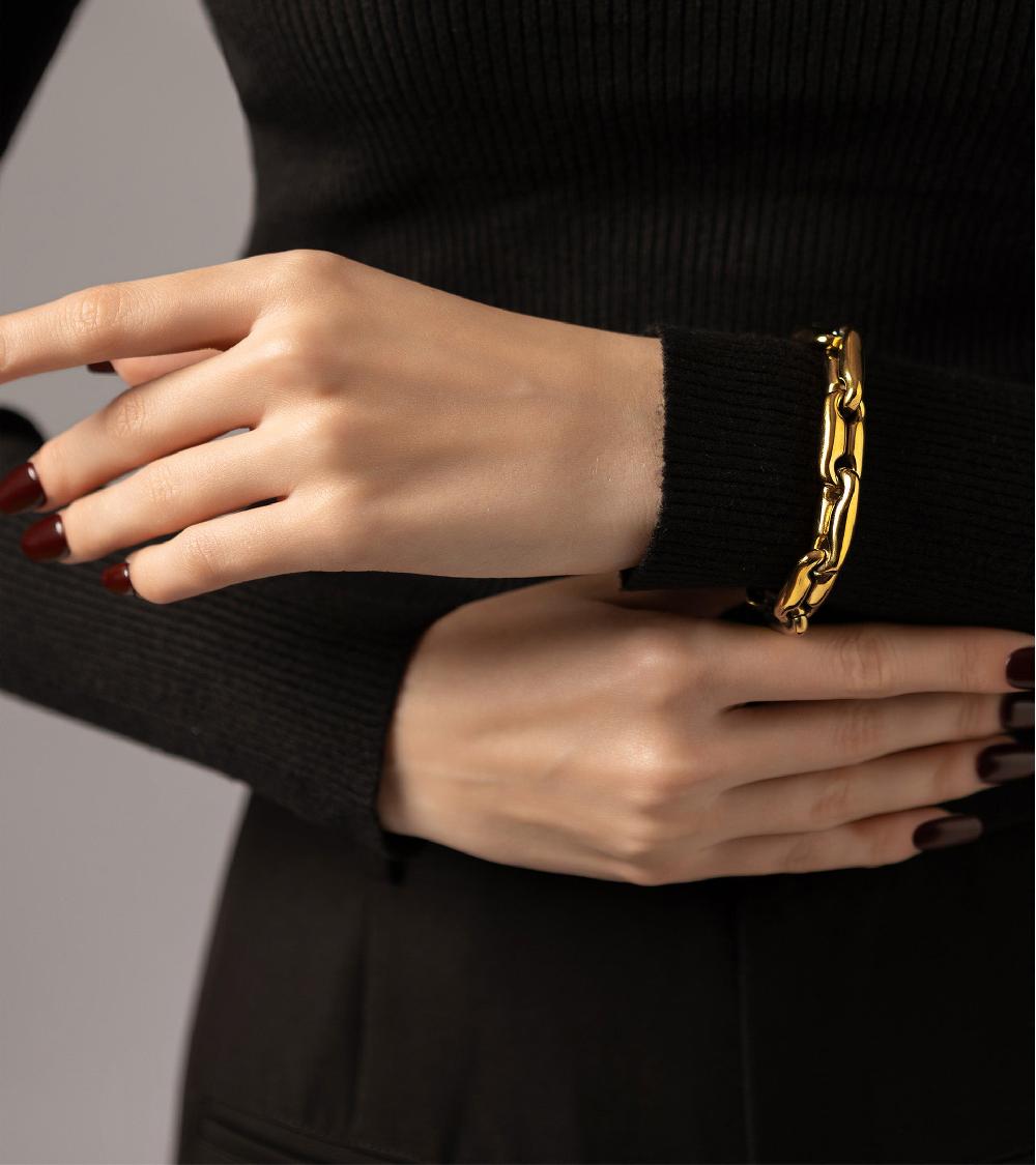 Les Basiles BRACELET DIVIA Acier 316 L Plaqué Or 18 Carats