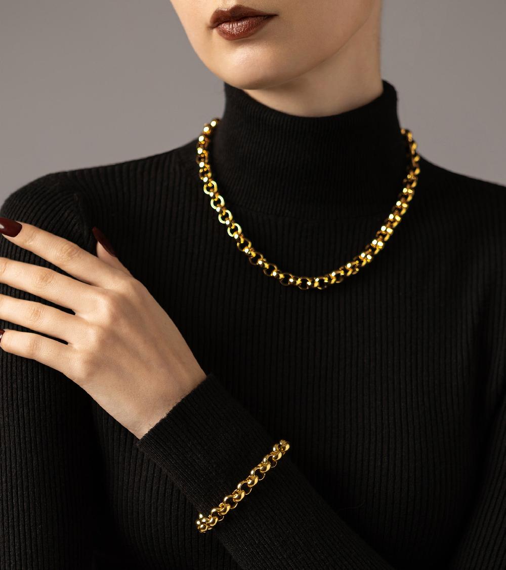 Les Basiles BRACELET GAIA En Acier 316L Plaqué Or 18 Carats