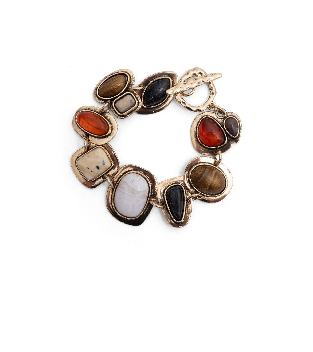 les basiles BRACELET GALATEE PURA En perles multicolores montées sur laiton martelé