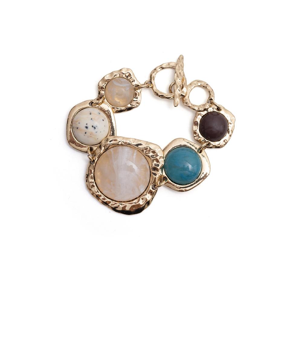 les basiles BRACELET GALATEE STELLA En perles multicolores montées sur laiton martelé