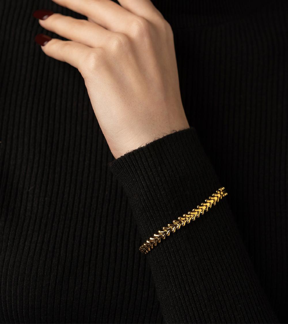 Les Basiles BRACELET GEOVANNA En Acier 316L Plaqué Or 18 Carats