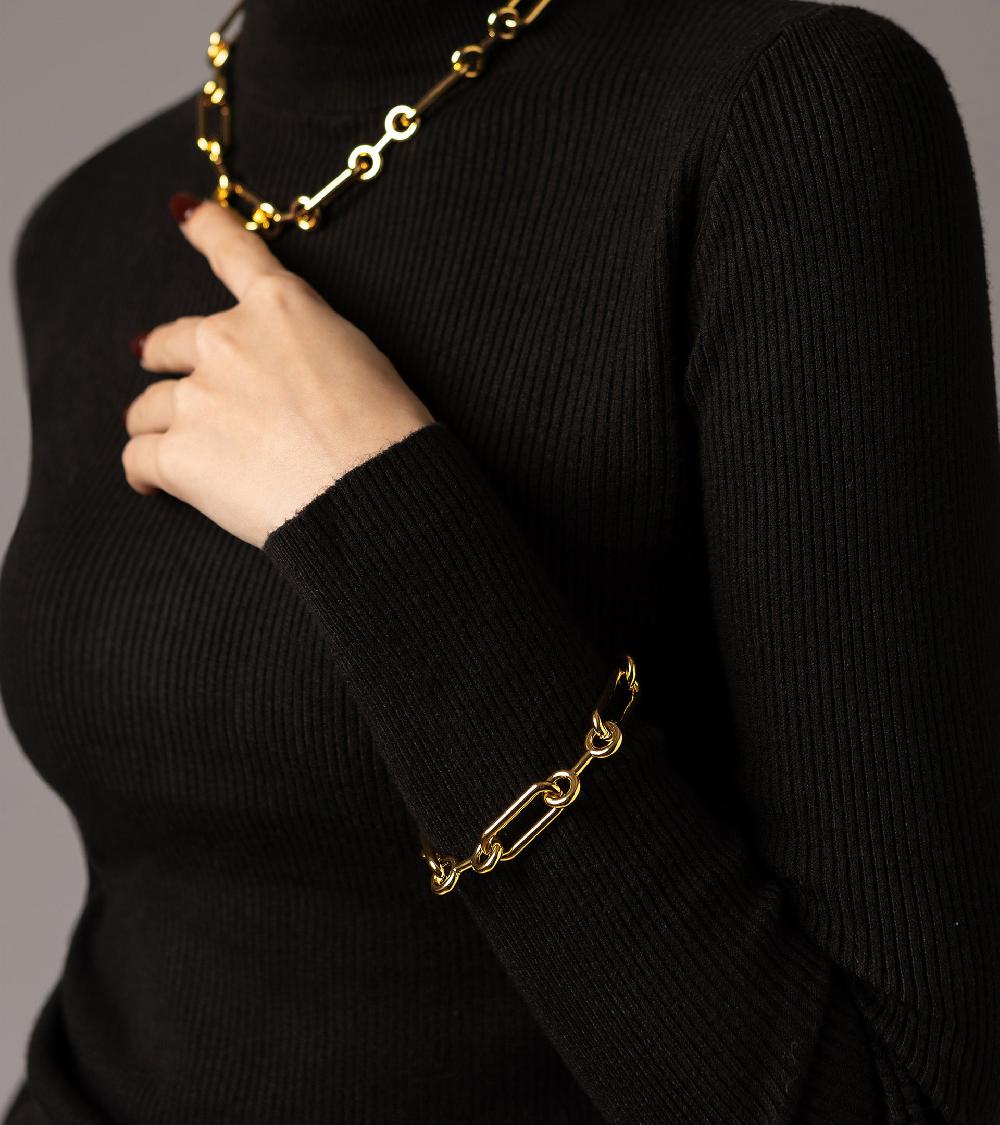 Les Basiles BRACELET INTERLOPE En Laiton Plaqué Or 18 Carats