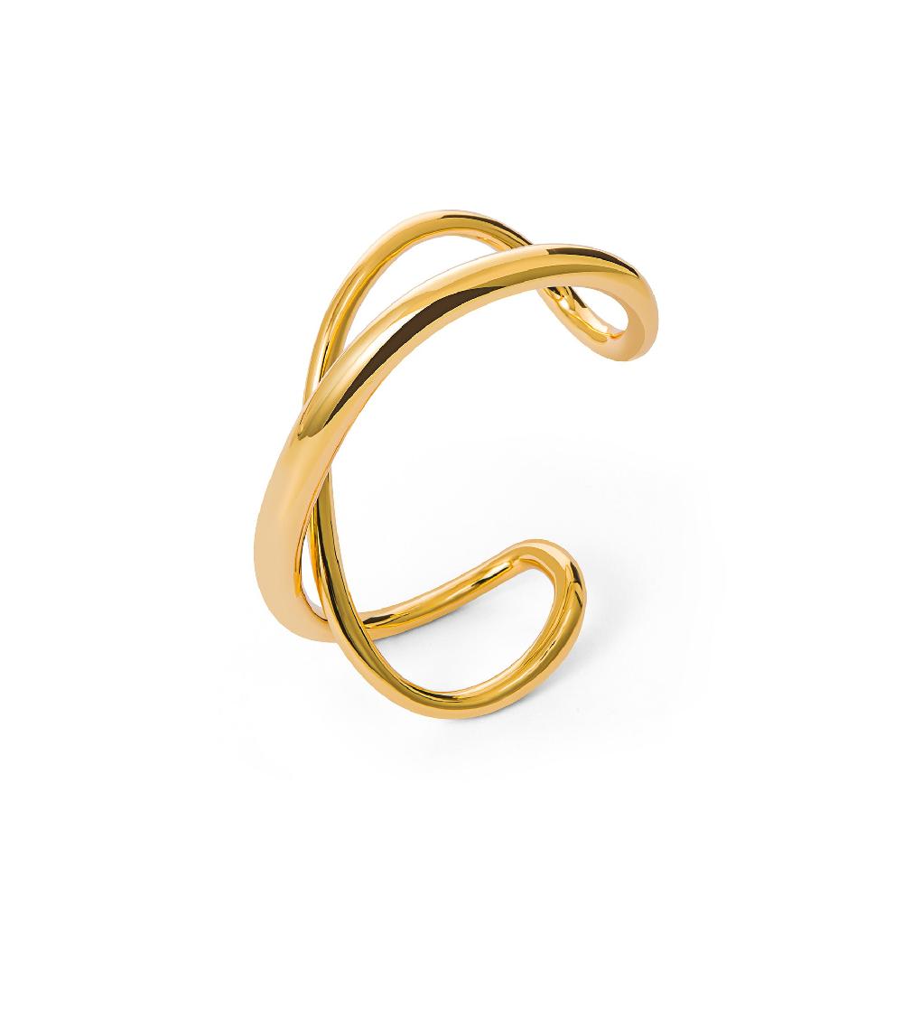 Les Basiles BRACELET MANCHETTE ELISABETH En Laiton Plaqué Or 18 Carats