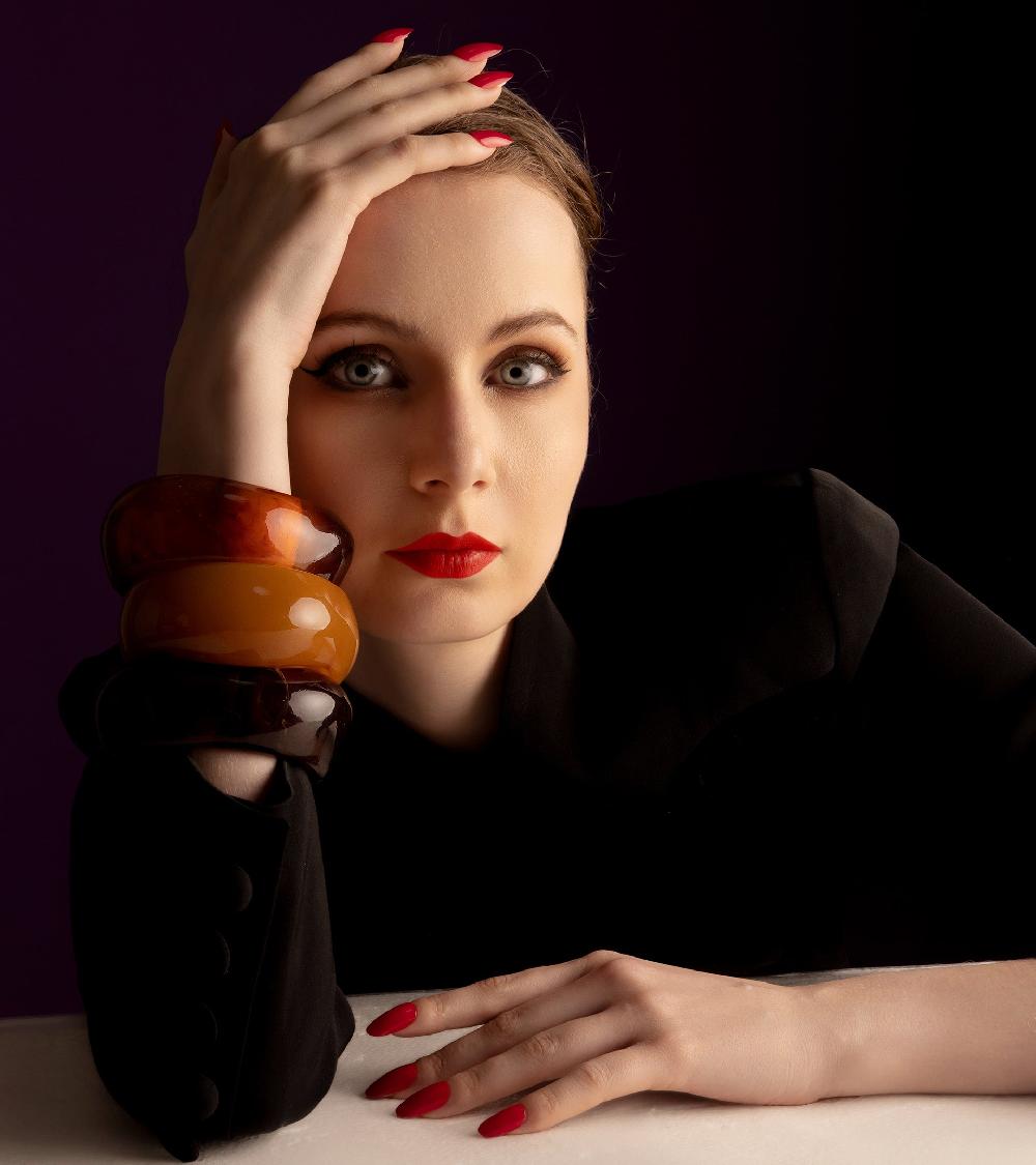 Les Basiles BRACELET MANCHETTE GAIL En Acétate écaillé Brun Et De Forme Organique