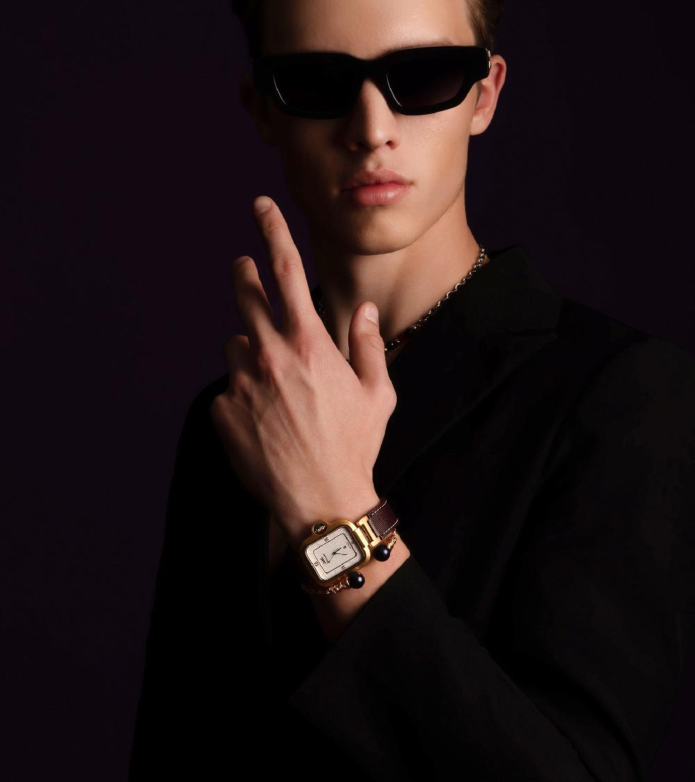 Les Basiles BRACELET MANCHETTE ODILE En Perles Akoya Mauves Montées Sur Argent Sterling 925 Plaqué Or 18 Carats