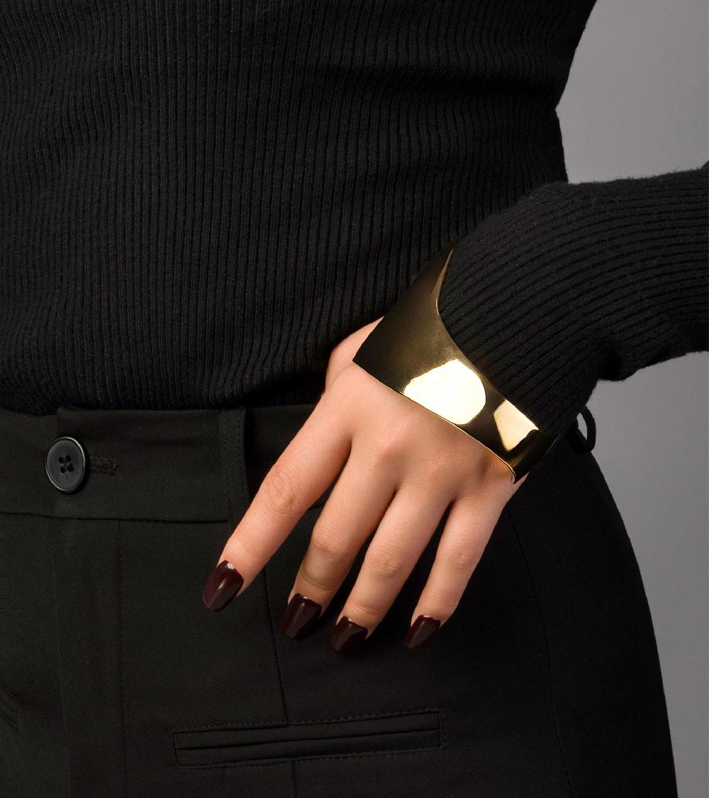 Les Basiles BRACELET MANCHETTE PENELOPE En Laiton Plaqué Or 18 Carats