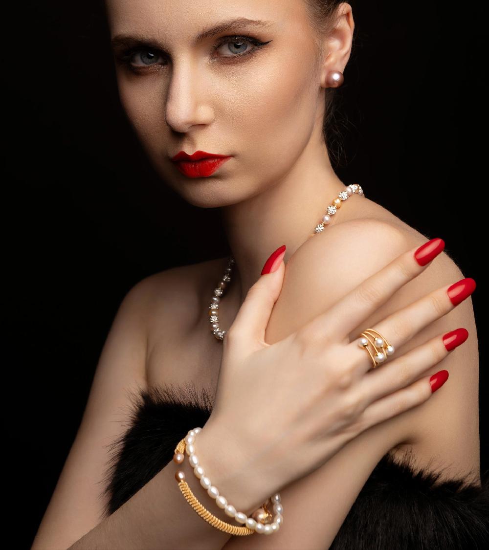 Les Basiles BRACELET ORLANE En Perles Akoya Blanches Montées Sur Argent Sterling 925 Plaqué Or 18 Carats