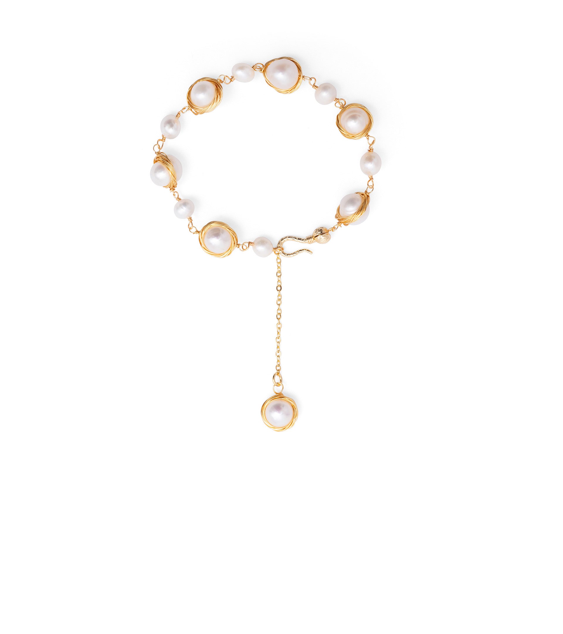 les basiles BRACELET PAULINA En Perles Akoya blanches montées sur argent sterling 925 plaqué or 18 carats