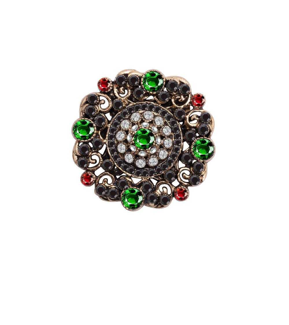 les basiles BROCHE VICTORIA En laiton plaqué or 18 carats serti de pierres et perles multicolores