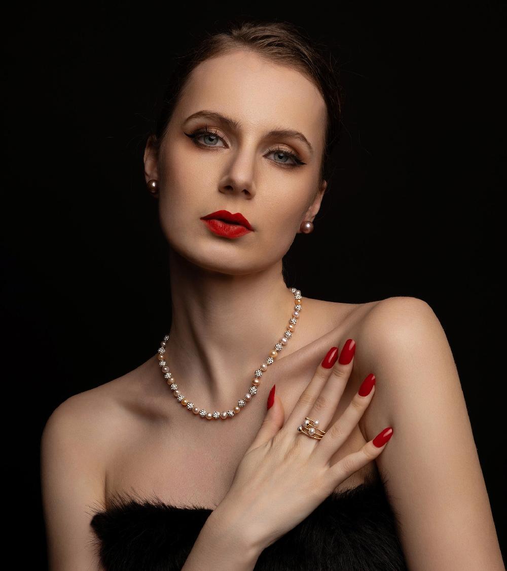 Les Basiles COLLIER ADELIA En Perles D'Akoya Montées Sur Argent Sterling 925