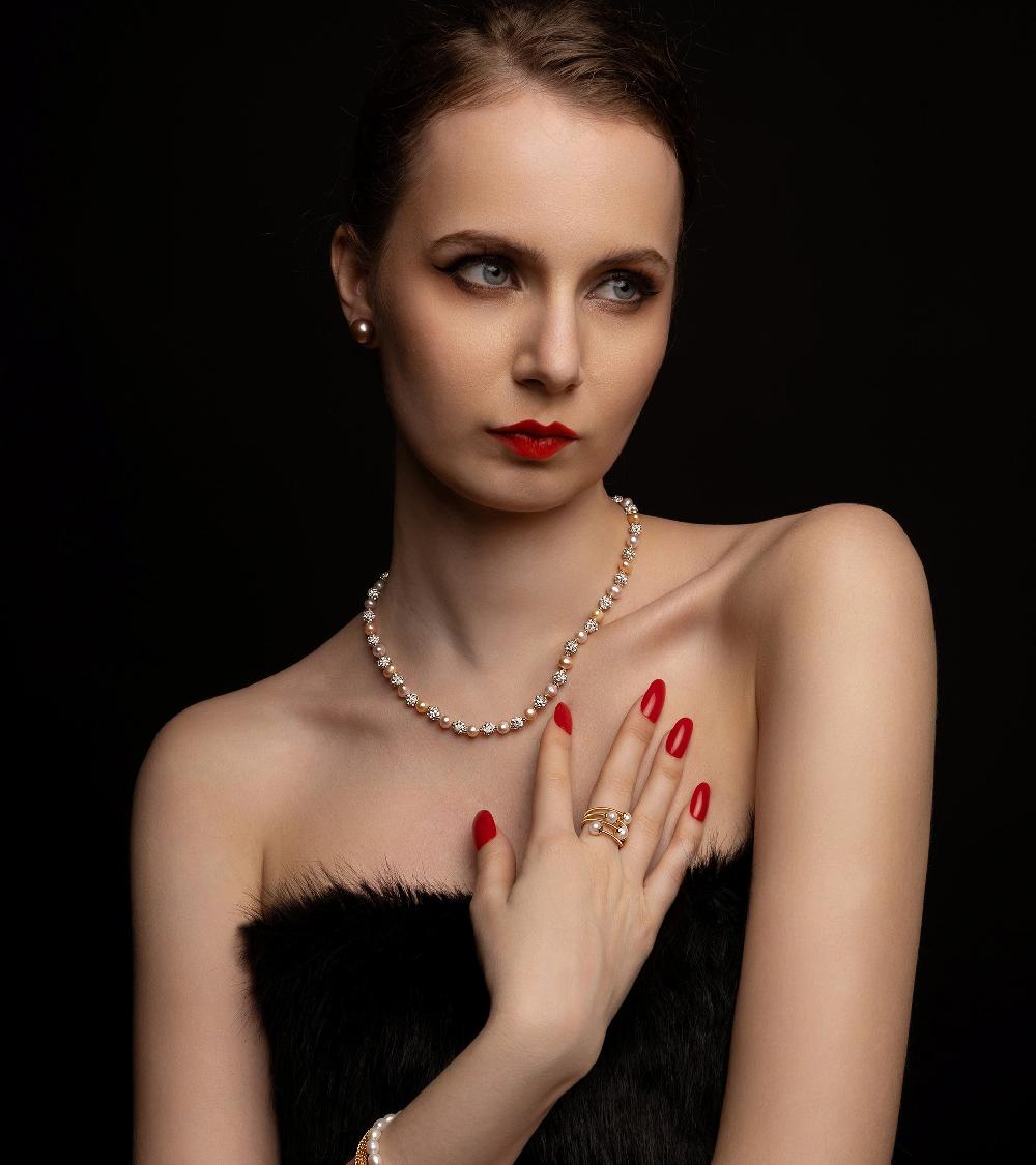 Les Basiles COLLIER ADELIA En Perles D'Akoya Montées Sur Argent Sterling 925