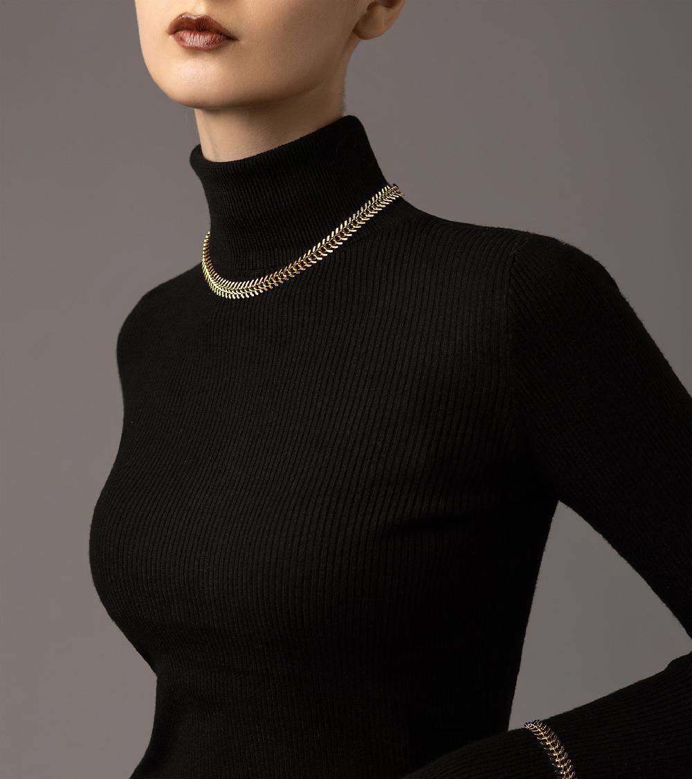 Les Basiles COLLIER AGRIPPINE Acier 316 L Plaqué Or 18 Carats