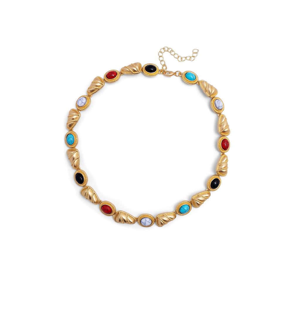 les basiles COLLIER ARIEL En perles colorées montées sur laiton plaqué or 18 carats