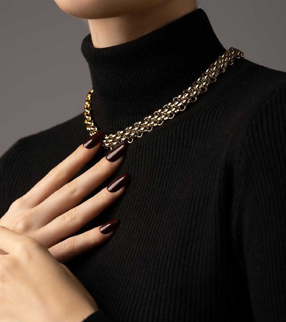 Les Basiles COLLIER CASSANDRA En Acier 316L Plaqué Or 18 Carats