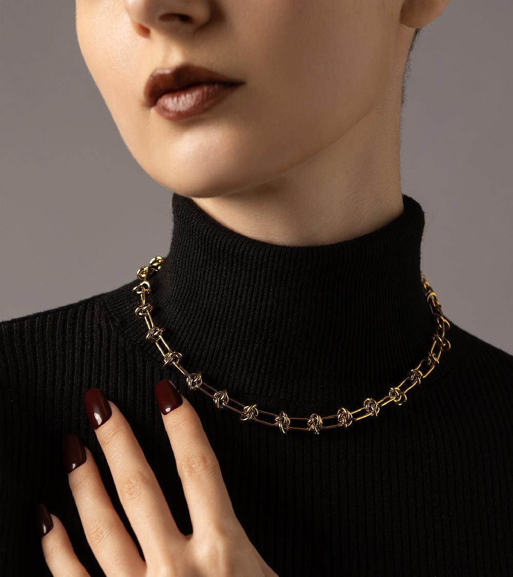 Les Basiles COLLIER CYNTHIA Acier 316 L Plaqué Or 18 Carats