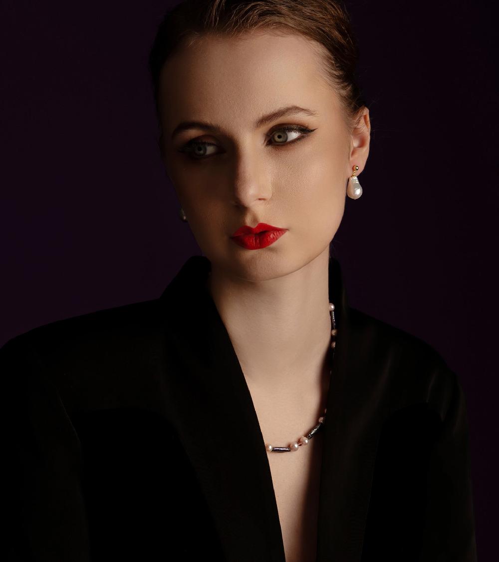 Les Basiles COLLIER DE LA MARQUISE En Perles Akoya Vieux Rose Et Perles Baroques Grises Montées Sur Argent Sterling 925