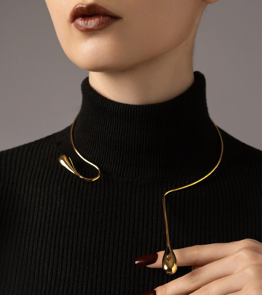 Les Basiles COLLIER DROP En Laiton Plaqué Or 18 Carats